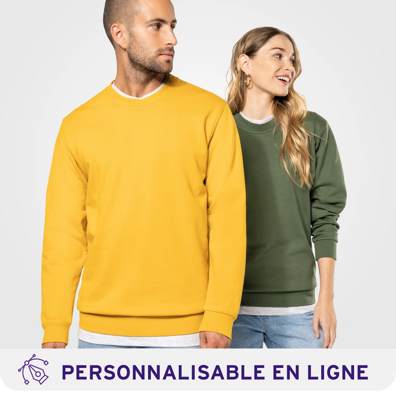 Chargez l'image dans la visionneuse de la galerie, Sweats col rond jaune et vert personnalisables avec logo pour les entreprises de Guérande et les assos du 44 
