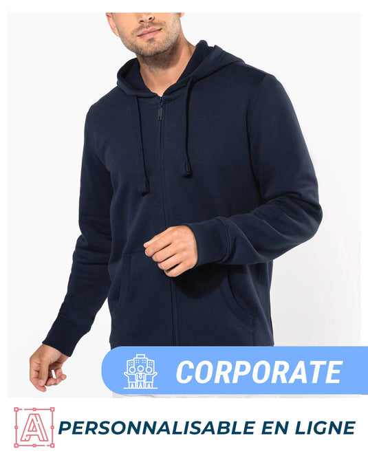 sweat zippé de travail bleu marine avec logo 