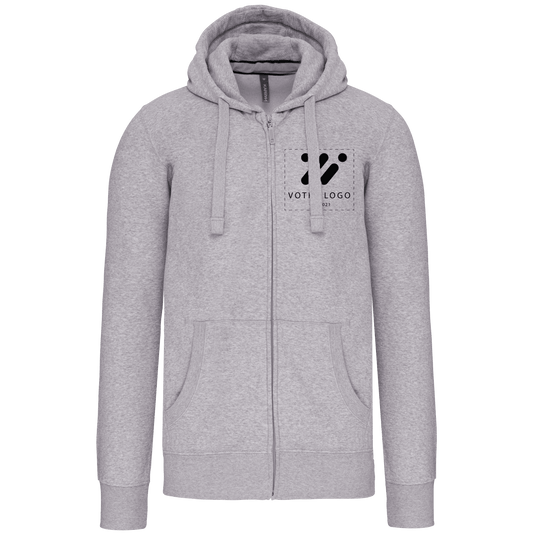 sweat zippé workwear gris chiné avec logo personnalisé