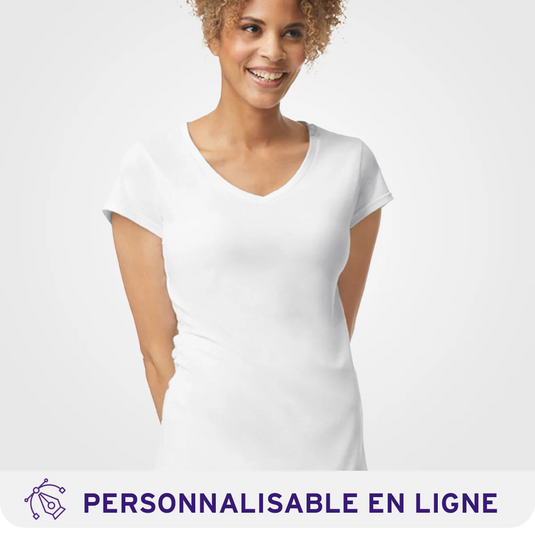 T-shirt Col V Femme logoté